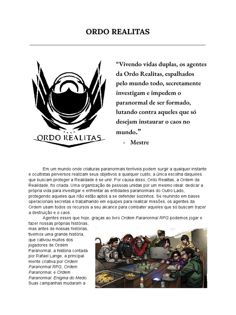Ordo Realitas Coronga 2863 PDF, PDF, Jogos de RPG